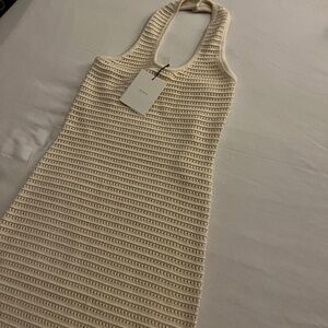 DISSH cream crochet halter dress